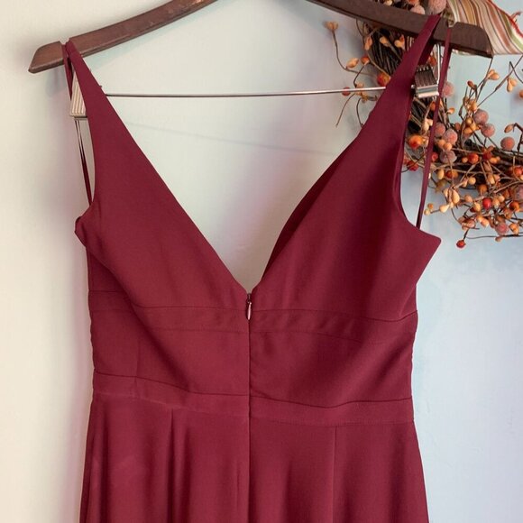 Dress The Population Womens VIOLA Long Dress Mermaid Gown SMALL in Burgundy - Picture 5 of 11